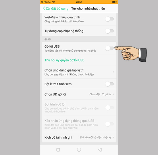 Kích hoạt gỡ rối USB